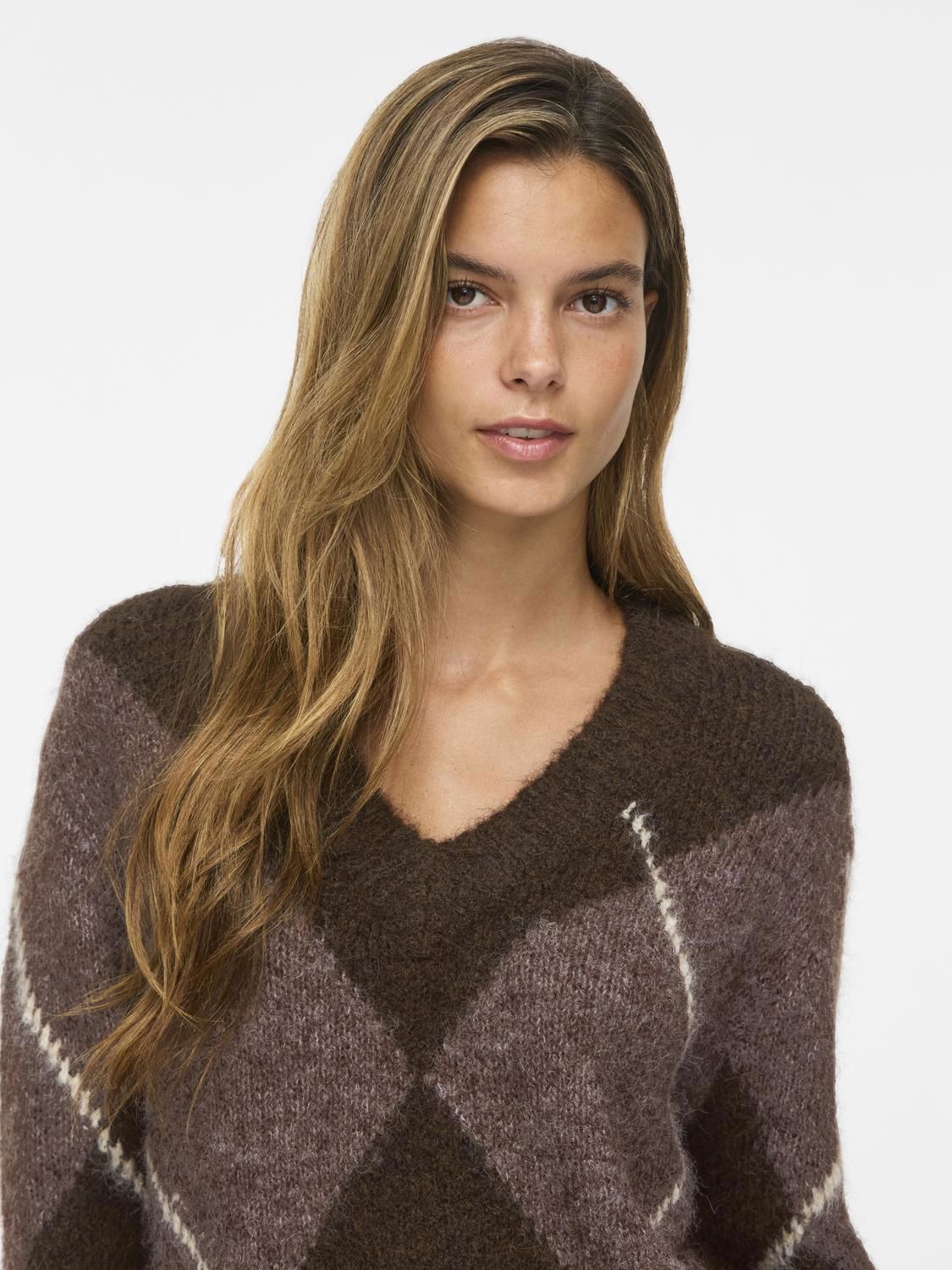 File C Checks Tolise V-Neck L/s Check Knit – Conzept